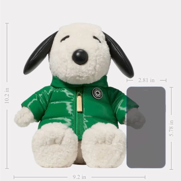 kate spade White Snoopy Plush in Green Puffer Jacket with Black Ears - Picture 5 of 6